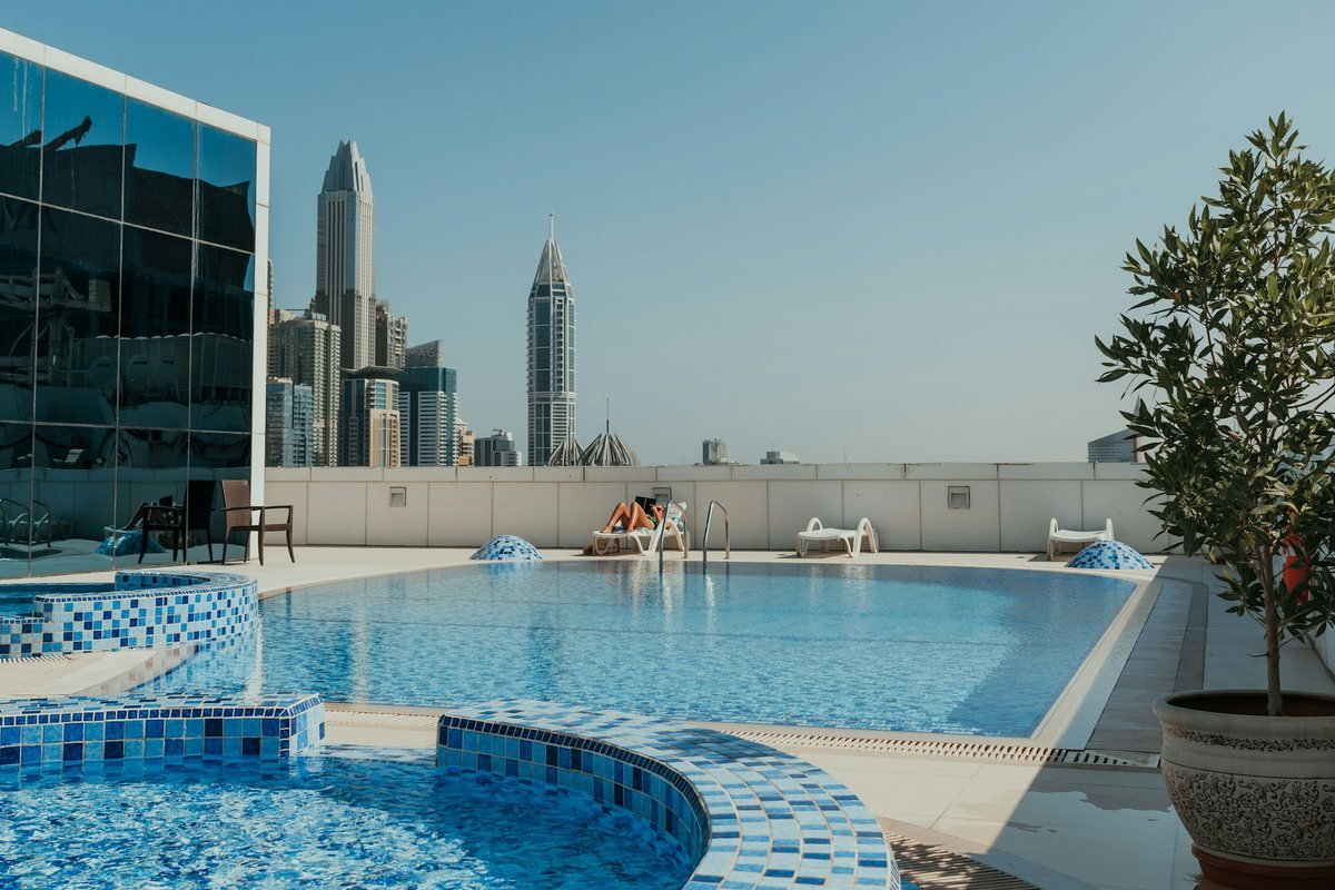 Rooftop terrace overlooking Dubai Marina